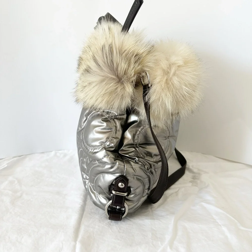 NWT Coach‎ Hampton Ski Coyote Fur Purse
